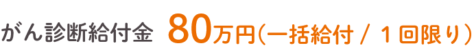 がん診断給付金80万円（一括給付 / 1回限り）